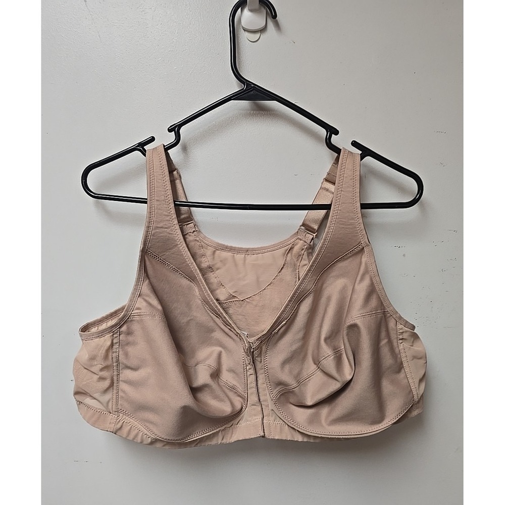 Glamorise MagicLift Tan‎ Front Close Posture Back Support Wireless Bra Size 50C